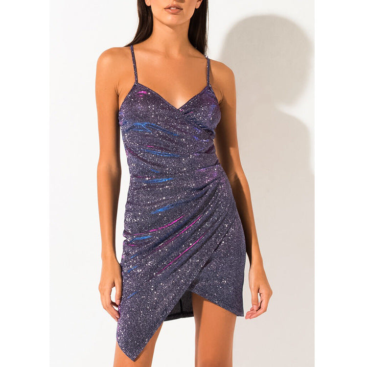 Nova Glitter Ruched Mini Dress BORN FOR SUMMER Nova Glitter Ruched Mini Dress BORN FOR SUMMER