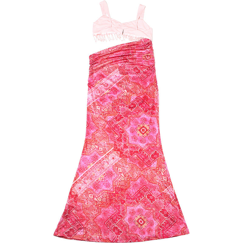 Cutout Fringe Maxi Dress