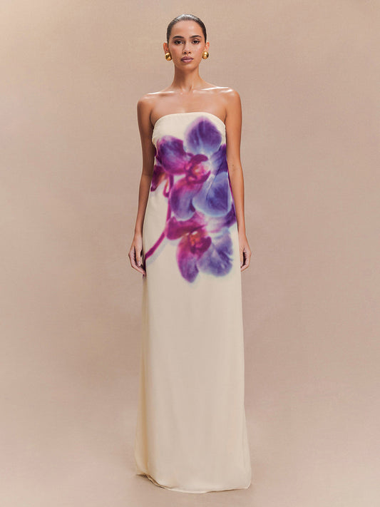 Maraya – Strapless Floral Maxi Dress