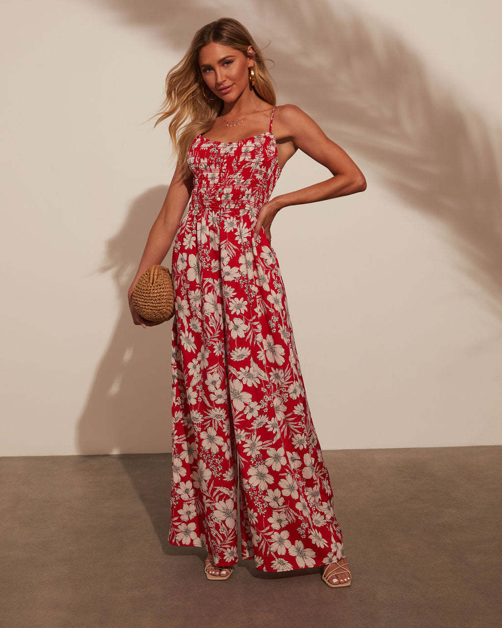 Floral Smocked Jumpsuit