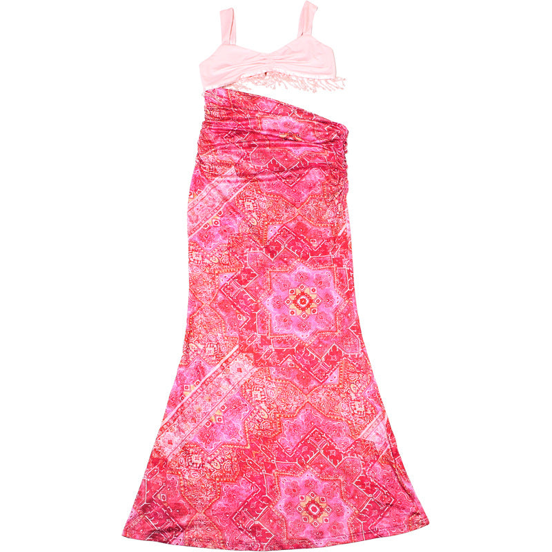 Cutout Fringe Maxi Dress
