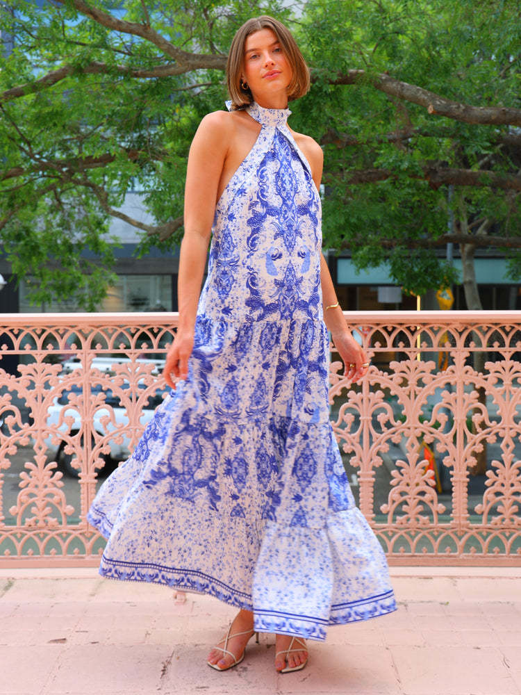 Printed Halter Maxi Dress BORN FOR SUMMER Printed Halter Maxi Dress BORN FOR SUMMER