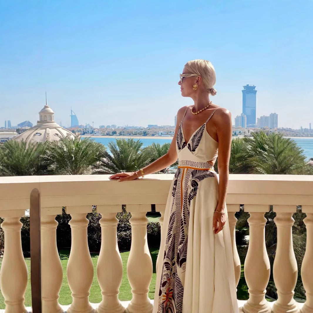 Isandra – Tropical Tie-Back Maxi Dress