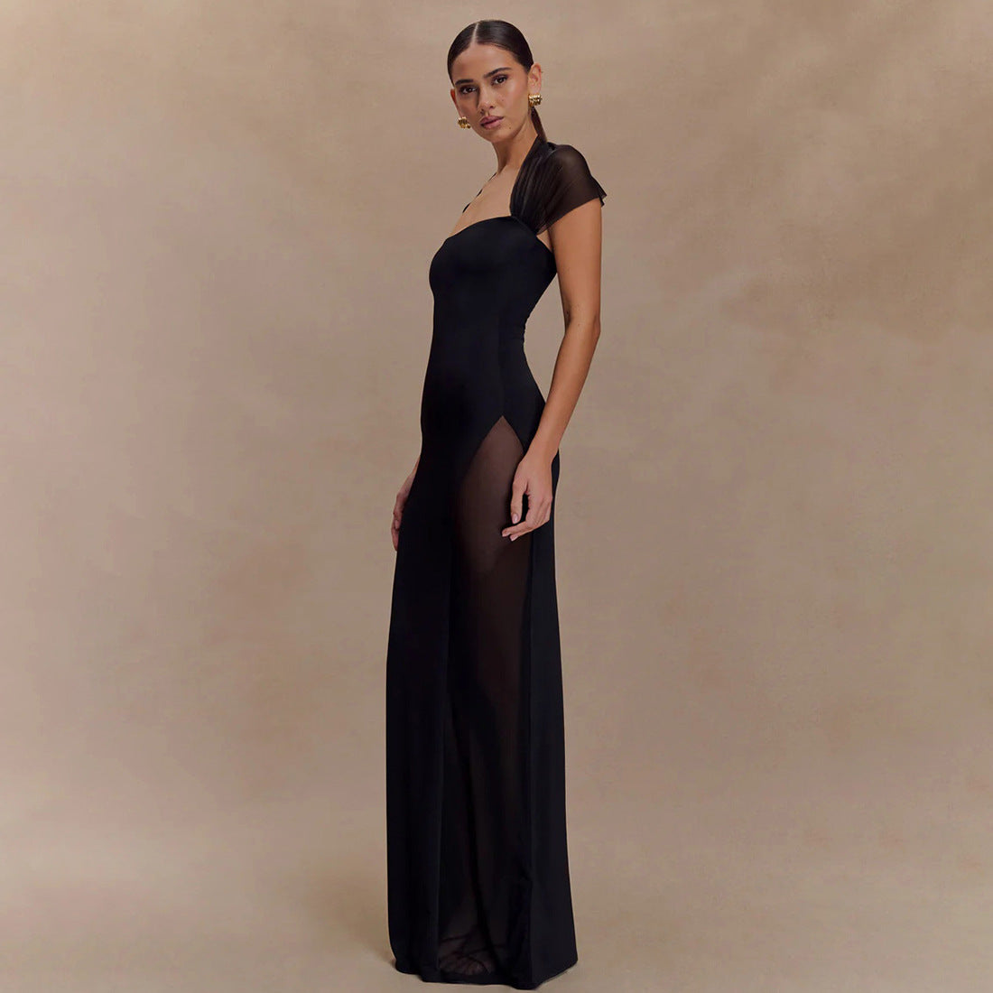Sheer Sleeve Maxi Dress