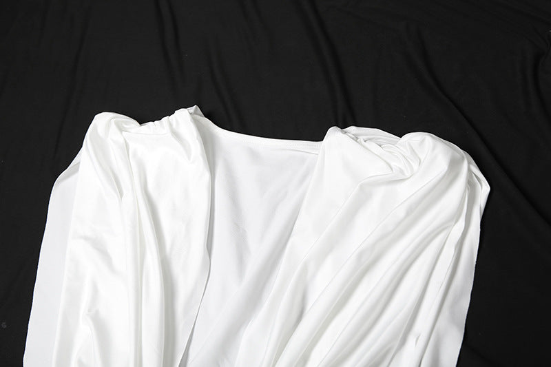 Deep V Ruched Maxi Dress