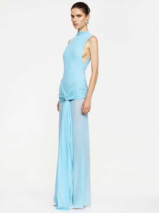 Ruched Halter Maxi Dress