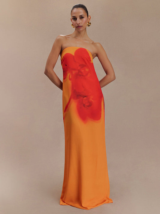 Maraya – Strapless Floral Maxi Dress