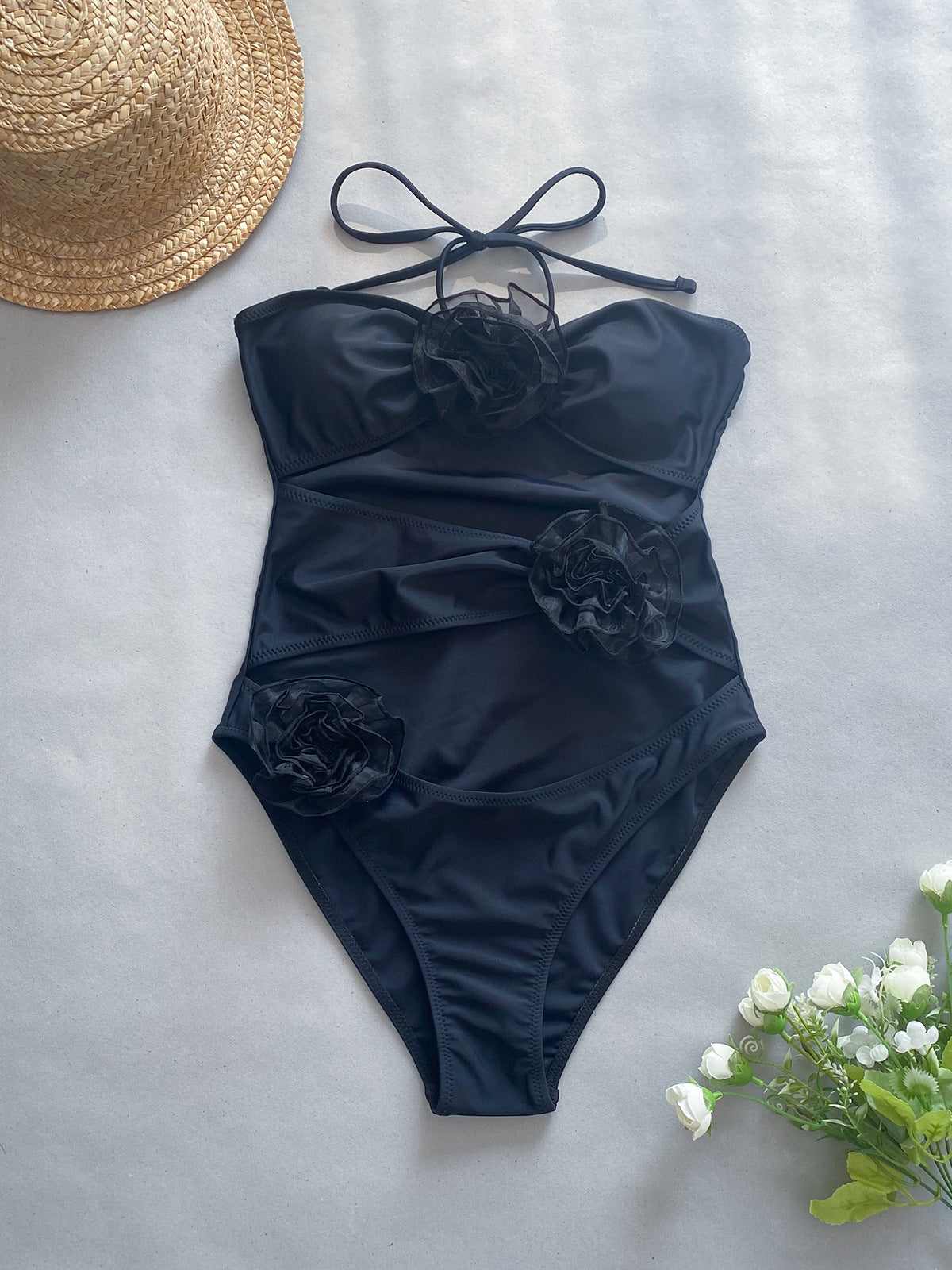 Fiore – One Piece Swimsuit with 3D Floral Detail – BORN FOR