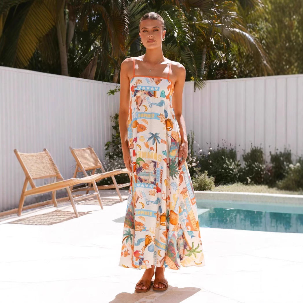 Sunset Cartel – Printed Strap Maxi Dress