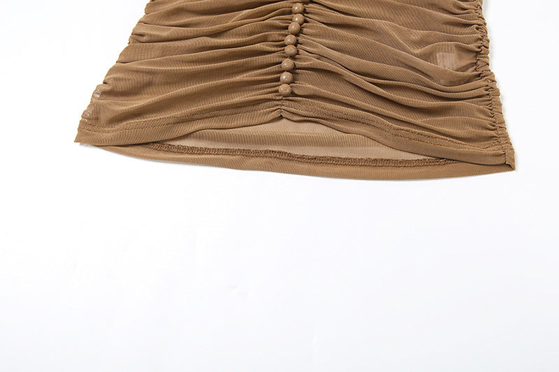 Halter Ruched Mesh Top