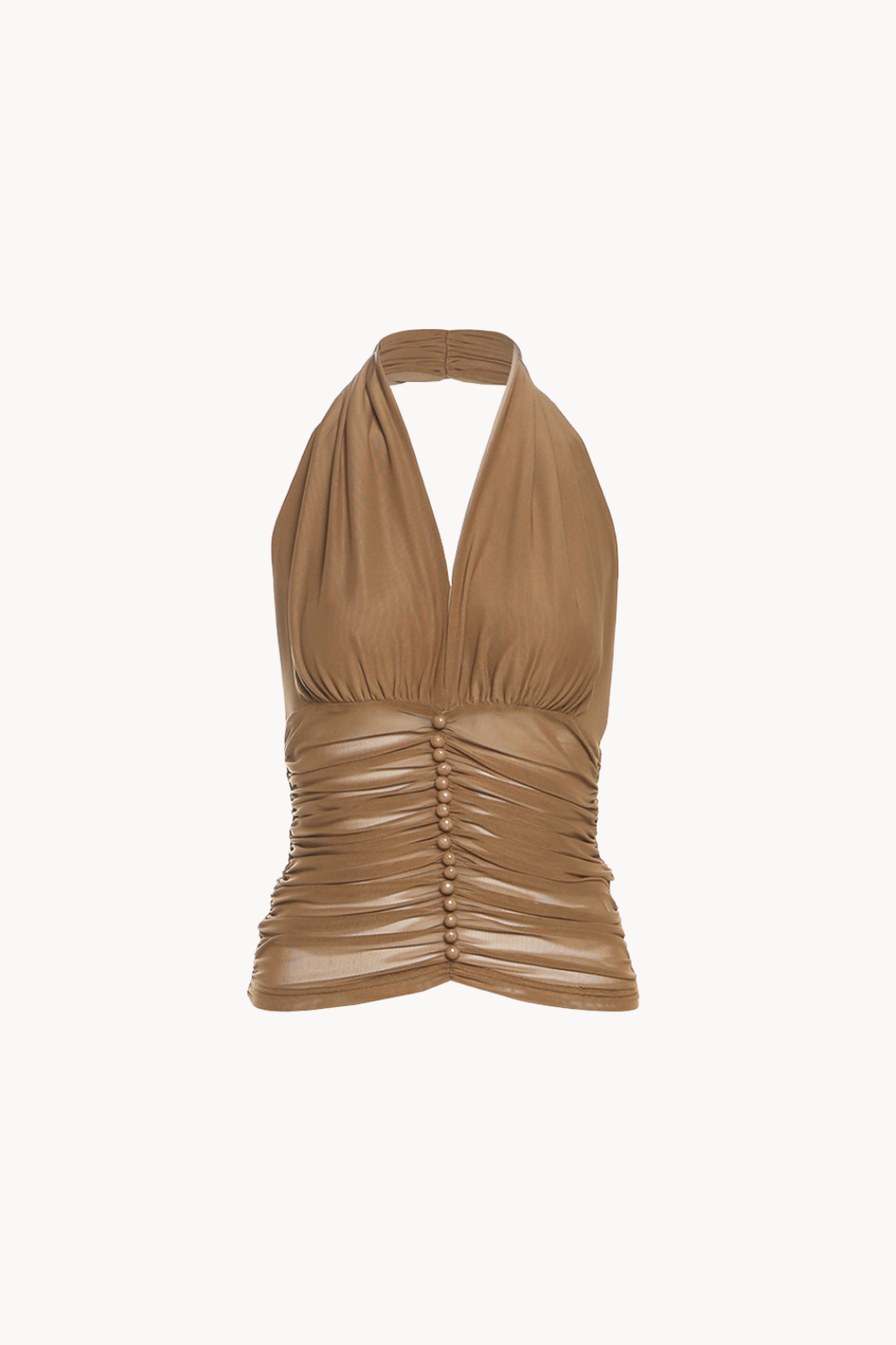 Halter Ruched Mesh Top